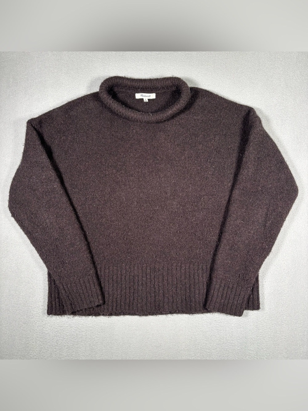 Madewell Fulton Pullover Sweater Womens Medium Brown Wool Blend Roll neck